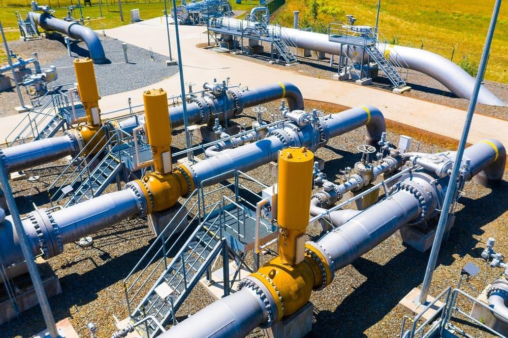 Pipeline and process piping at a gas utility facility, the network a hydraulic study has to model accurately