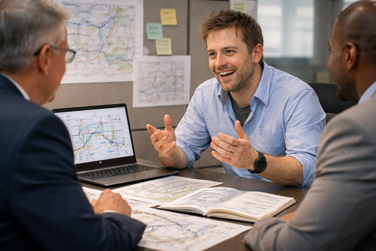 Team planning meeting discussing field operations