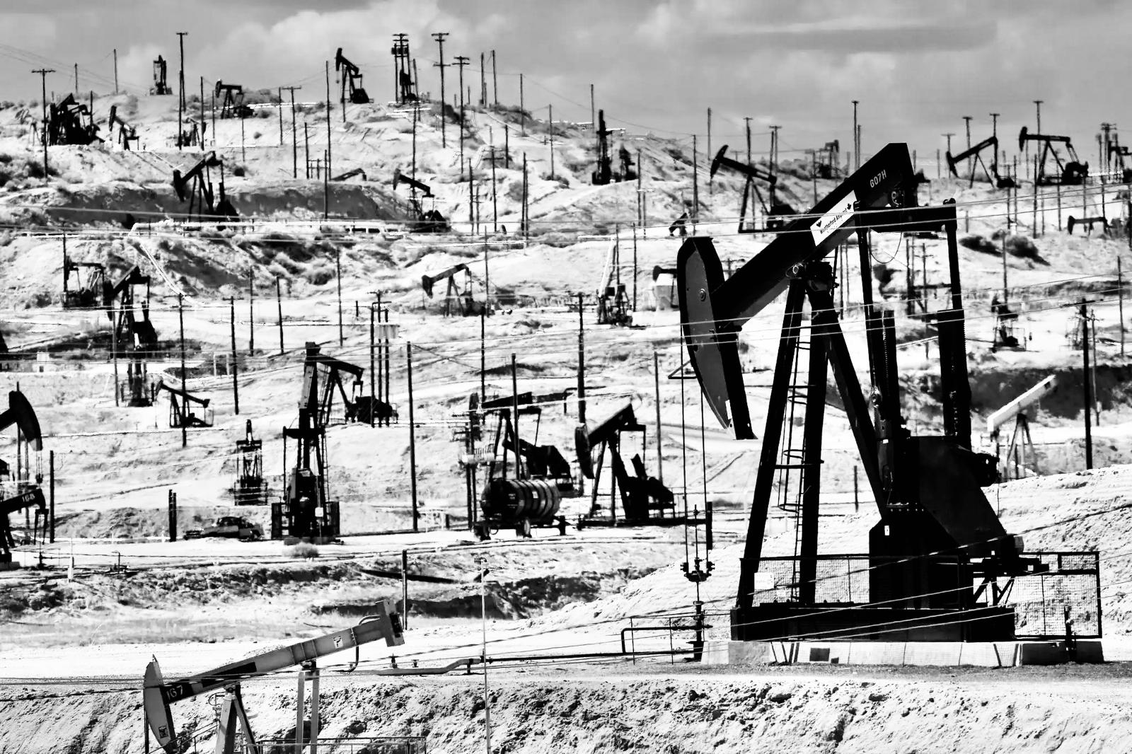 Field worker with safety equipment inspecting operations
