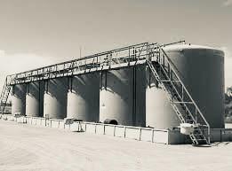 Industrial processing facility at dusk