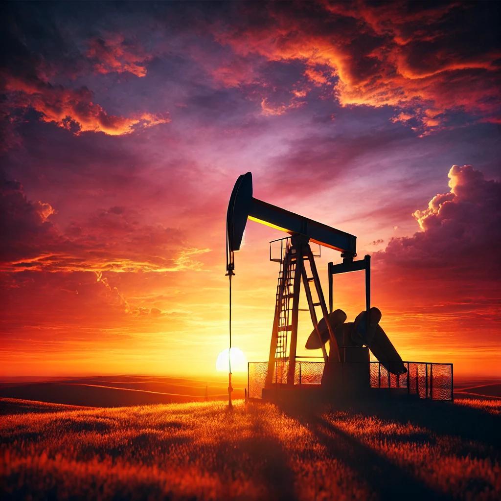 Multiple pumpjacks operating across an upstream lease, the deployed reference for exception-based surveillance at scale