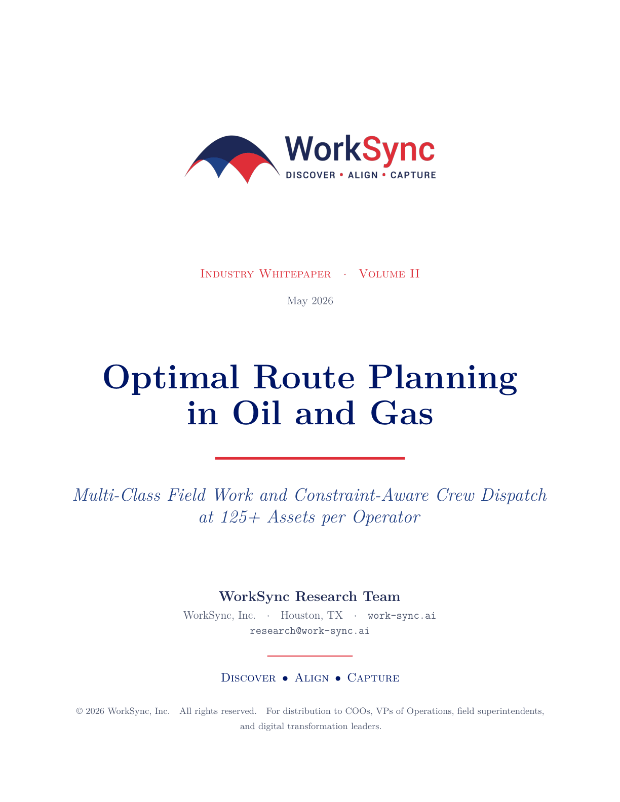 White paper cover: Optimal Route Planning in Oil and Gas